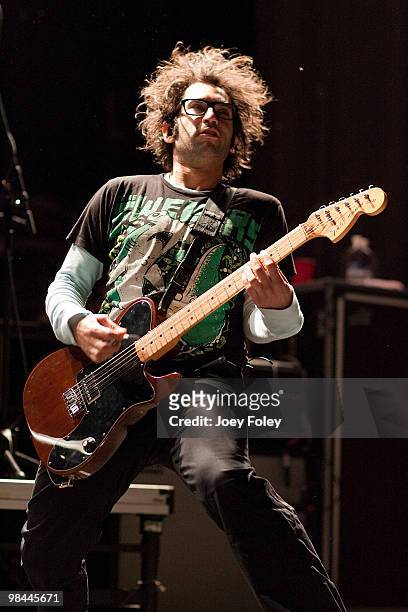 Justin Pierre of Motion City Soundtrack performs at Newport Music Hall on April 13, 2010 in Columbus, Ohio.