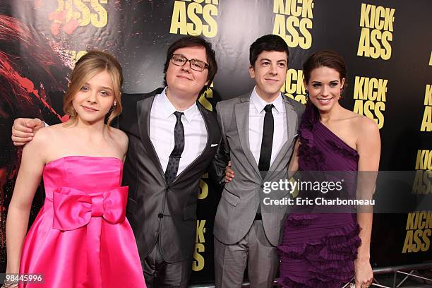 Chloe Moretz, Clark Duke, Christopher Mintz-Plasse and Lyndsy Fonseca at Lionsgate's Los Angeles Premiere of 'Kick Ass' on April 13, 2010 at Arclight...