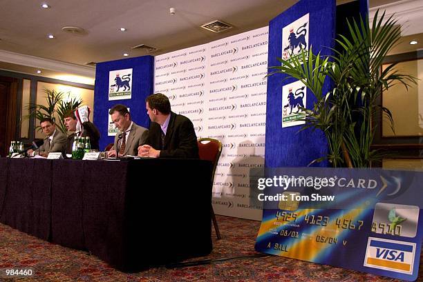 Chief Executives of the FA Premier league and Barclaycard announce that the new sponsors are to be Barclaycard at a press conference at the Marriott...