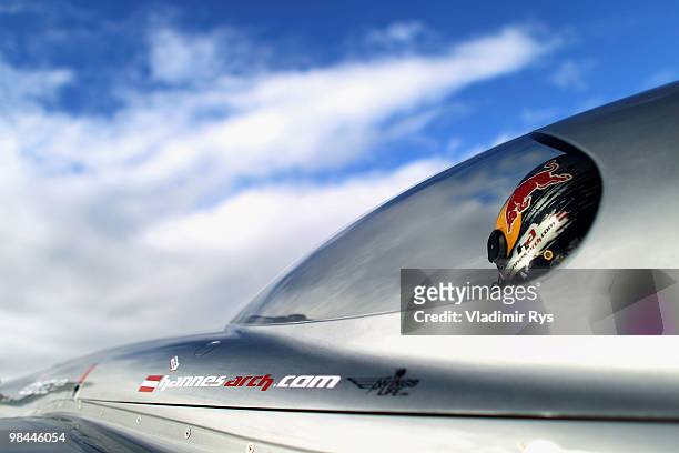 Hannes Arch of Austria gets ready for a test flight during the Red Bull Air Race Preview day on April 14, 2010 in Perth, Australia.