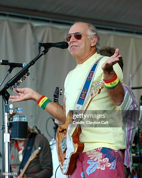 Jimmy Buffett performing at the New Orleans Jazz & Heritage Festival on May 3, 2008.