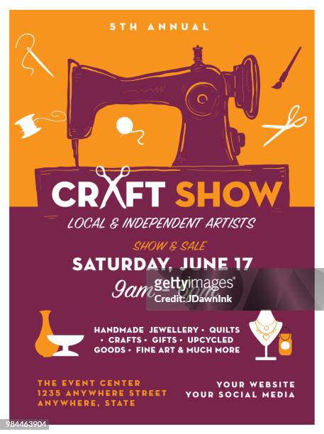 craft show and sale poster advertisement design template - craft market stock illustrations