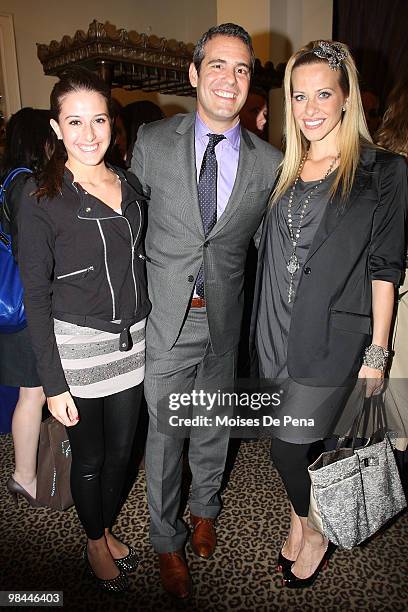 Lexi Manzo, Andy Cohen and Dina Manzo attend Jill Zarin's "Secrets Of A Jewish Mother" Book Launch Party at Zarin Fabrics on April 13, 2010 in New...