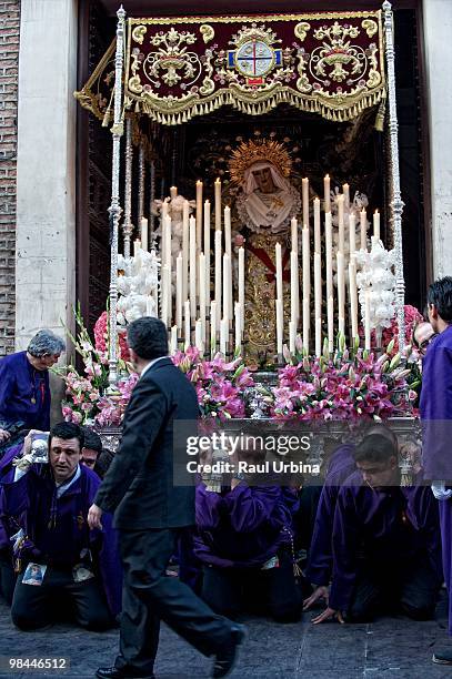 Penitents of the brotherhood of Poor Jesus take part in a voyage through the streets during Holy Week on April 2, 2010 in Madrid, Spain.