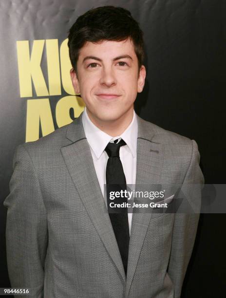 Actor Christopher Mintz-Plasse arrives to the Los Angeles premiere of 'KICK-ASS' at the Cinerama Dome on April 13, 2010 in Hollywood, California.