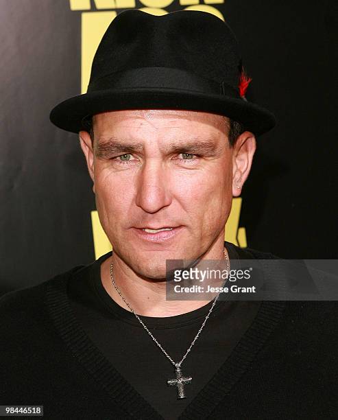 Actor Vinnie Jones arrives to the Los Angeles premiere of 'KICK-ASS' at the Cinerama Dome on April 13, 2010 in Hollywood, California.