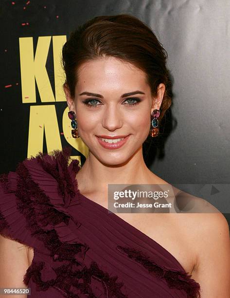 Actress Lyndsy Fonseca arrives to the Los Angeles premiere of 'KICK-ASS' at the Cinerama Dome on April 13, 2010 in Hollywood, California.