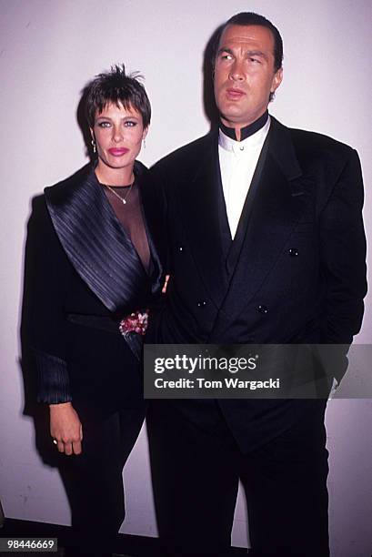 Steven Seagal and Kelly LeBrock at film premiere of "Out for Justice"