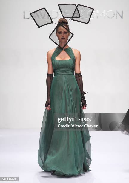 Model walks the runway wearing David Salomon during Mercedes-Benz Fashion Mexico Autumn Winter 2010 at Campo Marte on April 13, 2010 in Mexico City,...