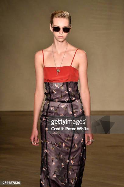 Model walks the runway during the Paul Smith Menswear Spring/Summer 2019 show as part of Paris Fashion Week on June 24, 2018 in Paris, France.