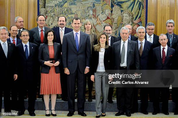 Prince Felipe of Spain and princess Letizia of Spain attend several audiences at the Zarzuela Palace on April 14, 2010 in Madrid, Spain.