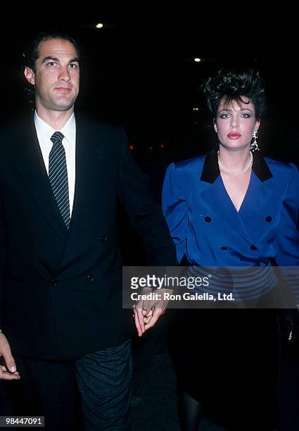 Model Kelly LeBrock and actor Steven Seagal attending "Campari Campaign Event" on October 9, 1986 at Cafe Seiyoken in New York City, New York.