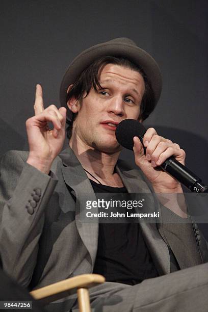 Matt Smith visits the Apple Store Soho with the cast of "Doctor Who" on April 13, 2010 in New York City.