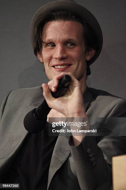 Matt Smith visits the Apple Store Soho with the cast of "Doctor Who" on April 13, 2010 in New York City.