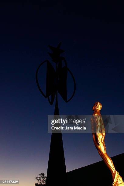 Detail of the statuette of the 52nd Ariel Awards 2010 at Sala Nezahualcoyotl on April 13, 2010 in Mexico City, Mexico.