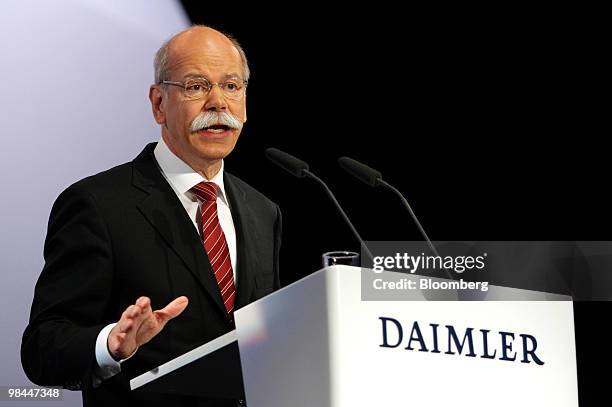 Dieter Zetsche, chief executive officer of Daimler AG, speaks at the company's annual shareholder's meeting in Berlin, Germany, on Wednesday, April...