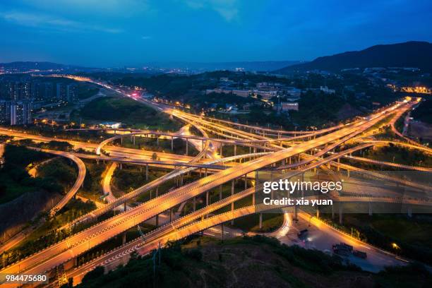 curved flyovers and multilane highways in chongqing,china - chongqing municipality stock pictures, royalty-free photos & images