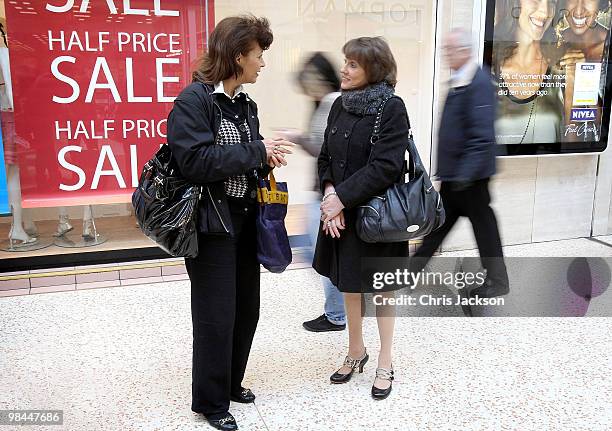 Esther Rantzen talks to shoppers she campaigns as an independant candidate for Luton South on April 14, 2010 in Luton, England. Esther Rantzen is...