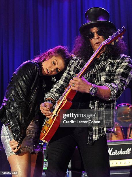 Singer Fergie and musician Slash onstage during the 52nd Annual GRAMMY Awards - Salute To Icons Honoring Doug Morris held at The Beverly Hilton Hotel...