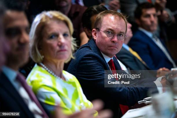 Mick Mulvaney, director of the Office of Management and Budget , attends a lunch meeting for Republican lawmakers in the Cabinet Room at the White...