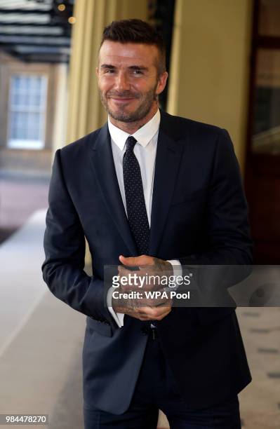 David Beckham arrives to attend the Queen's Young Leaders Awards ceremony hosted by Britain's Queen Elizabeth II and Prince Harry, Duke of Sussex and...