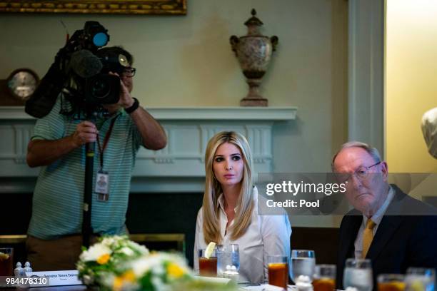 Ivanka Trump, daughter and assistant to U.S. President Donald Trump, and Sen. Lamar Alexander attend a lunch meeting with Republican lawmakers in the...