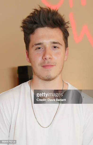 Brooklyn Beckham attends a private view of the "Michael Jackson: On The Wall" exhibition sponsored by HUGO BOSS at the National Portrait Gallery on...