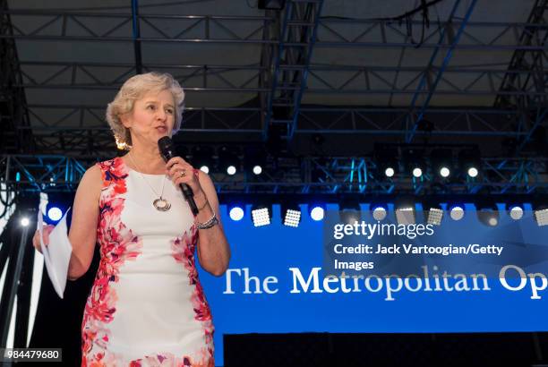 Metropolitan Opera radio host Mary Jo Heath introduces the tenth annual season-opening concert in the Metropolitan Opera Summer Recital Series at...