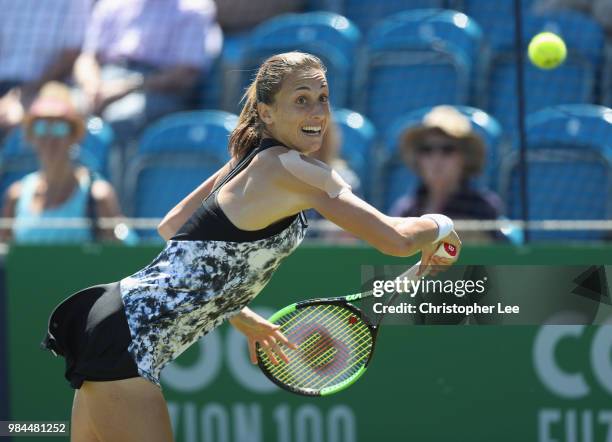 Petra Martic of Croatia in action against Magda Linette of Poland in their Round One match during Day One of the Fuzion 100 Southsea Trophy at Canoe...