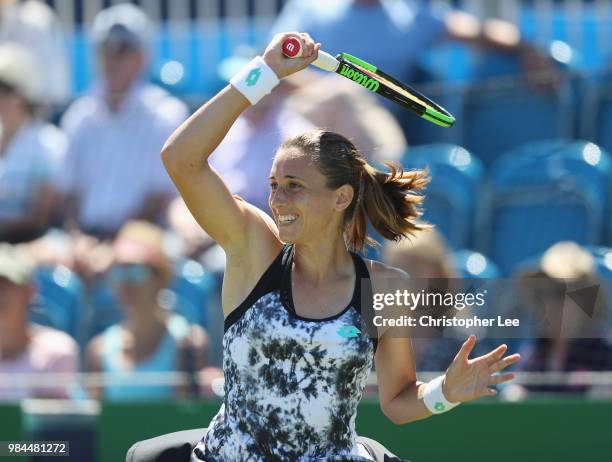 Petra Martic of Croatia in action against Magda Linette of Poland in their Round One match during Day One of the Fuzion 100 Southsea Trophy at Canoe...