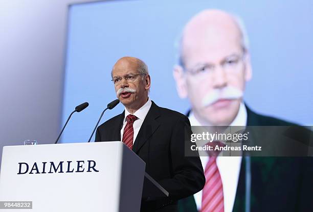 Dieter Zetsche, CEO of Daimler AG, speaks at the company's annual shareholder's meeting at Messe Berlin on April 14, 2010 in Berlin, Germany. Zetsche...