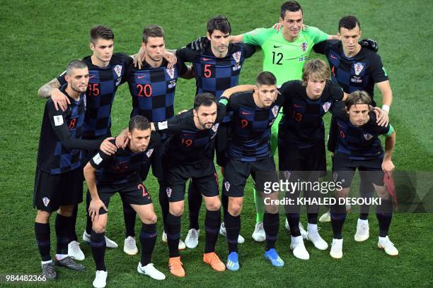 Croatia's midfielder Mateo Kovacic, Croatia's defender Duje Caleta Car, Croatia's forward Marko Pjaca, Croatia's defender Vedran Corluka, Croatia's...