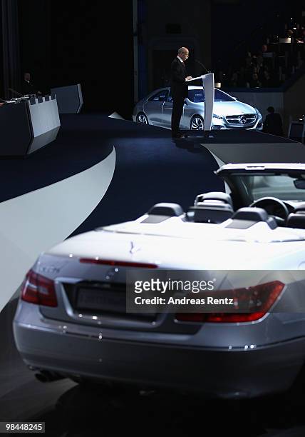 Dieter Zetsche, CEO of Daimler AG, speaks at the company's annual shareholder's meeting at Messe Berlin on April 14, 2010 in Berlin, Germany. Zetsche...