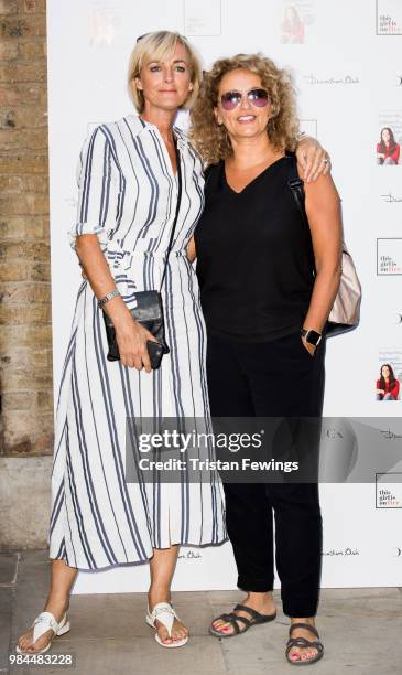 Jane Moore and Nadia Sawalha attend a party to launch Andrea McLean's new book "Confessions of a Menopausal Woman" at Devonshire Club on June 26,...