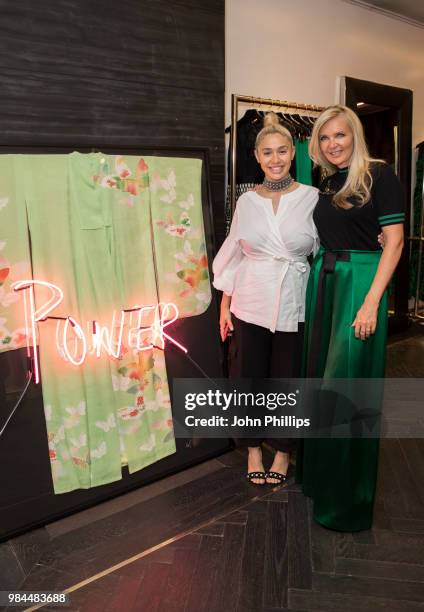 Artist Eve De Haan and Amanda Wakeley attends the Amanda Wakeley Art Party at 18 Albemarle Street on June 26, 2018 in London, England.