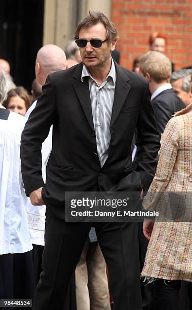 Liam Neeson attends the funeral of Corin Redgrave held at St Paul's Church in Covent Garden on April 12, 2010 in London, England.