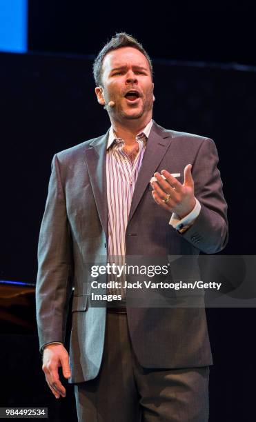 Canadian baritone Joshua Hopkins performs at the tenth annual season-opening concert in the Metropolitan Opera Summer Recital Series at Central Park...