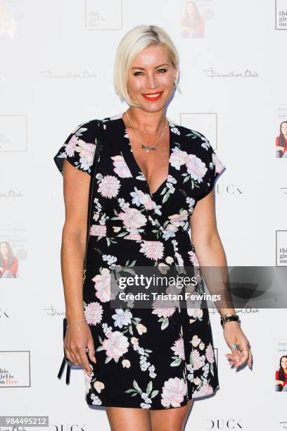 Denise Van Outen attends a party to launch Andrea McLean's new book "Confessions of a Menopausal Woman" at Devonshire Club on June 26, 2018 in...