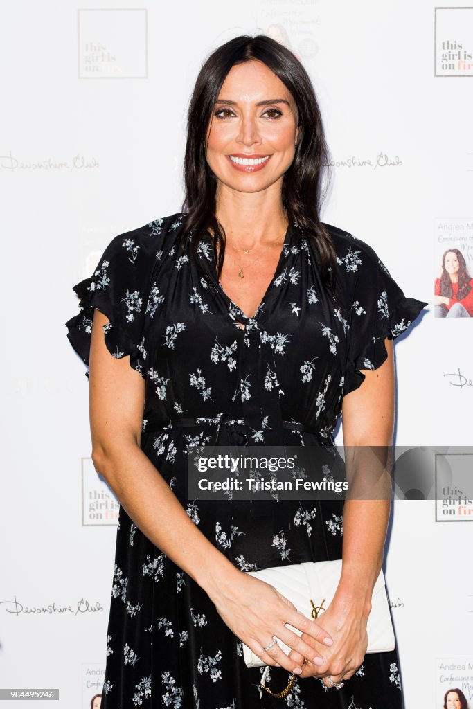 Christine Lampard attends a party to launch Andrea McLean's new book