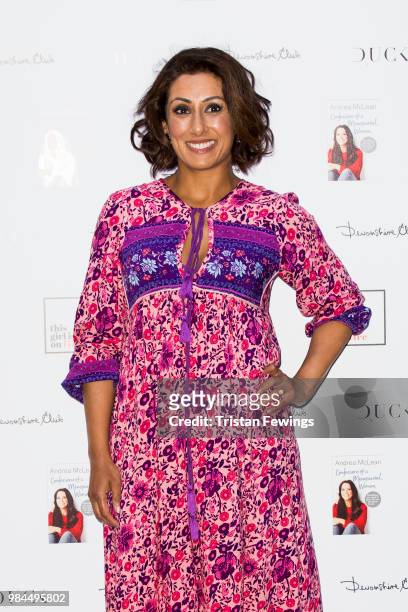 Saira Khan attends a party to launch Andrea McLean's new book "Confessions of a Menopausal Woman" at Devonshire Club on June 26, 2018 in London,...