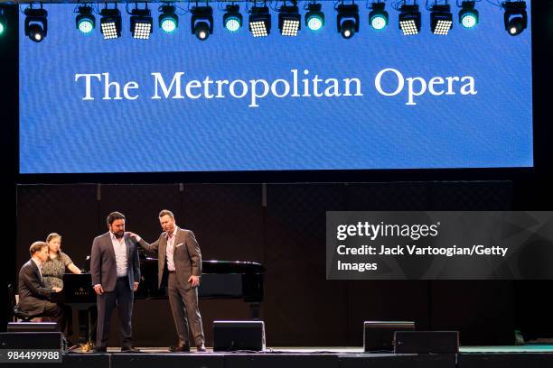 Piano accompanist Dan Saunders, page-turner Julia Harbutt, Guatemalan tenor Mario Chang, and Canadian baritone Joshua Hopkins perform at the tenth...