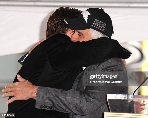 Russell Crowe and Jay Leno attends the Russell Crowe Hollywood Walk Of Fame Induction Ceremony on April 12, 2010 in Hollywood, California.