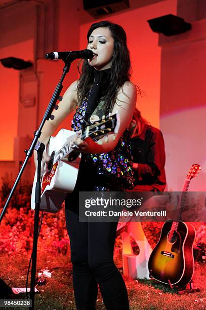 Singer Michelle Branch performs during the MINI Countryman Picnic event on April 13, 2010 in Milan, Italy.