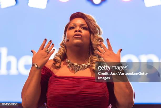 American soprano Latonia Moore performs at the tenth annual season-opening concert in the Metropolitan Opera Summer Recital Series at Central Park...