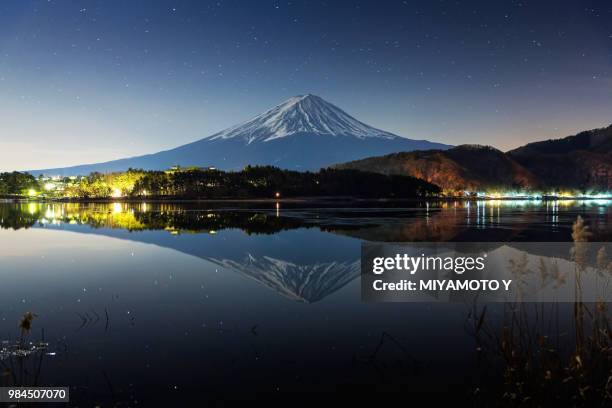 mt.fuji in winter night - miyamoto y stock pictures, royalty-free photos & images