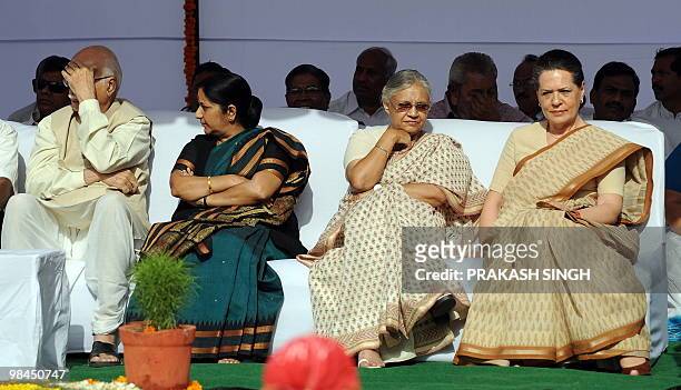 United Progressive Alliance Chairperson Sonia Gandhi , Delhi state Chief Minister Shiela Dikshit , Bhartiya Janta Party leader and Member of...