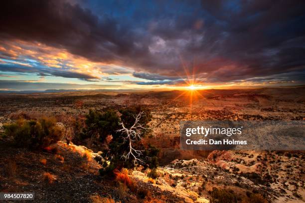 sunburst on the escalante - colorado plateau stock pictures, royalty-free photos & images