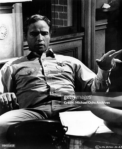 Actor Marlon Brando portrays Sheriff Calder in a scene from the movie "the Chase" which was released in 1966.