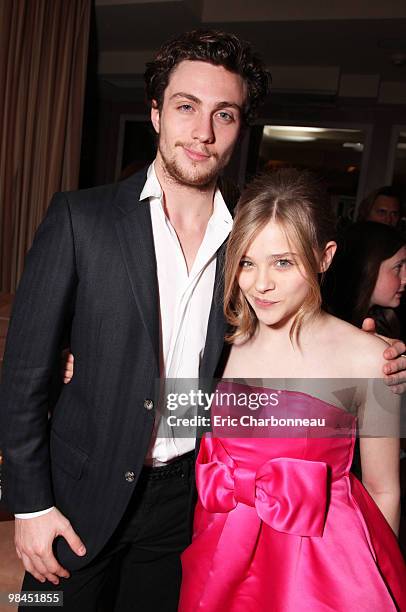 Aaron Johnson and Chloe Moretz at Lionsgate's Los Angeles Premiere of 'Kick Ass' on April 13, 2010 at Arclight Cinerama Dome in Hollywood, California.