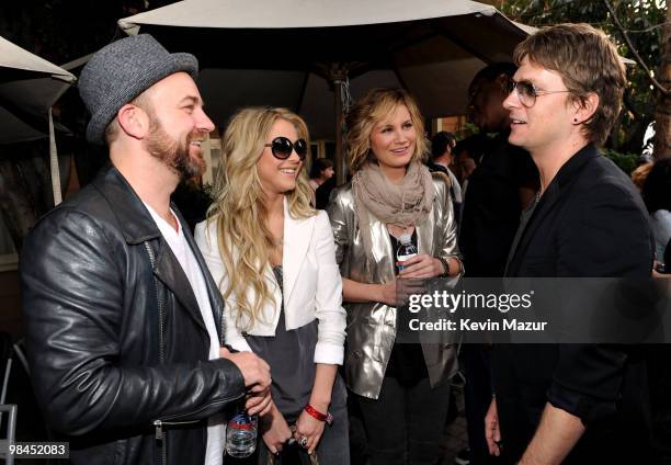 Singers Kristian Bush, Julianne Hough, Jennifer Nettles and Rob Thomas at the "We Are The World 25 Years for Haiti" recording session held at Jim...